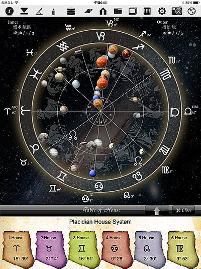 ホロスコープ時空 horoscopeJIKU for iPad 星占い 占い 無料 西洋 占星術 ホロスコープ 時空 horoscope JIKU